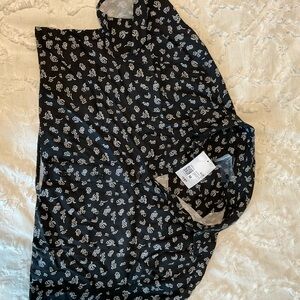 Forever 21 Black and White Floral Button Down